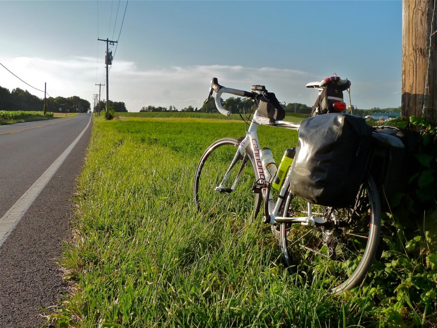 Heading W into the evening sun, beautiful but hot