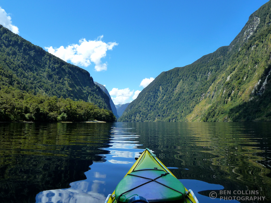 Paddling down Halls Arm, Doubtful Sound