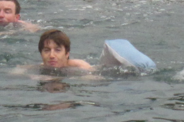 Swimming, dry bag in tow