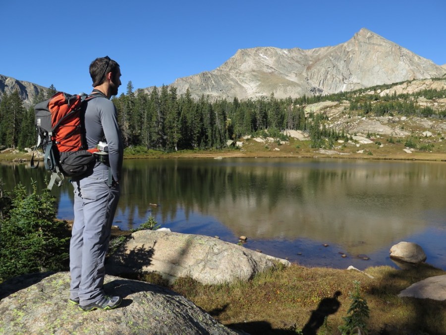 Steven pondering our climb of Mount Alice, Wild Basin area